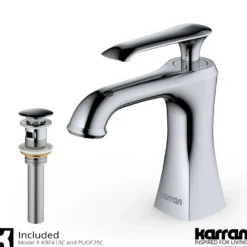 Karran Woodburn 1.2 GPM Single Lever Handle Lead-free Brass ADA Bathroom Faucet, Basin, Chrome, KBF410C
