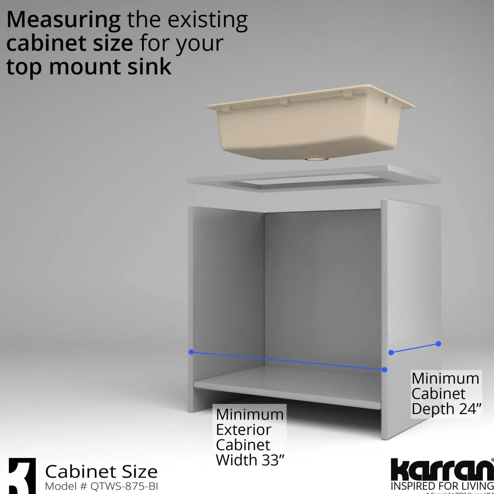 Karran 33" Drop In/Topmount Quartz Composite Workstation Kitchen Sink with Accessories, Bisque, QTWS-875-BI