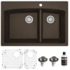 Karran 33" Drop In/Topmount Quartz Composite Kitchen Sink, 60/40 Double Bowl, Brown, QT-711-BR-PK1