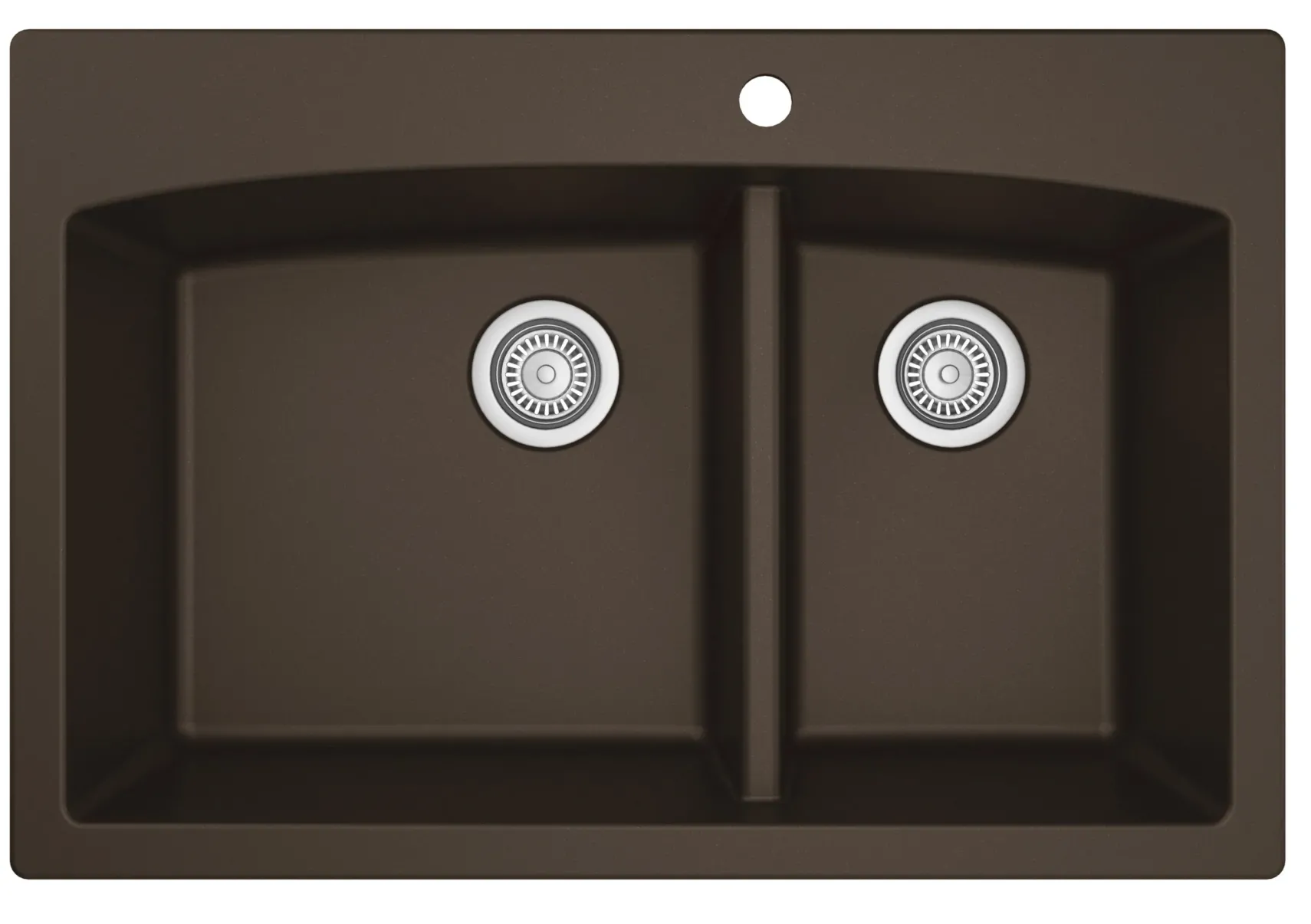 Karran 33" Drop In/Topmount Quartz Composite Kitchen Sink, 60/40 Double Bowl, Brown, QT-711-BR-PK1