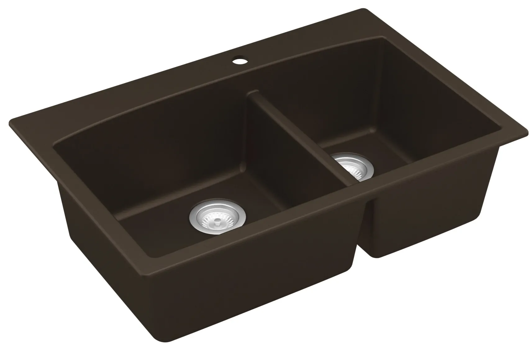 Karran 33" Drop In/Topmount Quartz Composite Kitchen Sink, 60/40 Double Bowl, Brown, QT-711-BR-PK1
