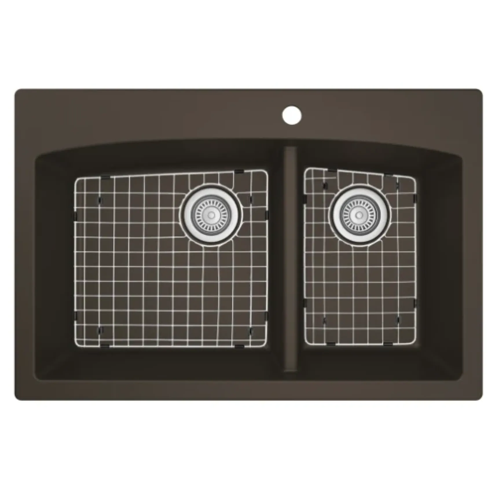 Karran 33" Drop In/Topmount Quartz Composite Kitchen Sink, 60/40 Double Bowl, Brown, QT-711-BR-PK1