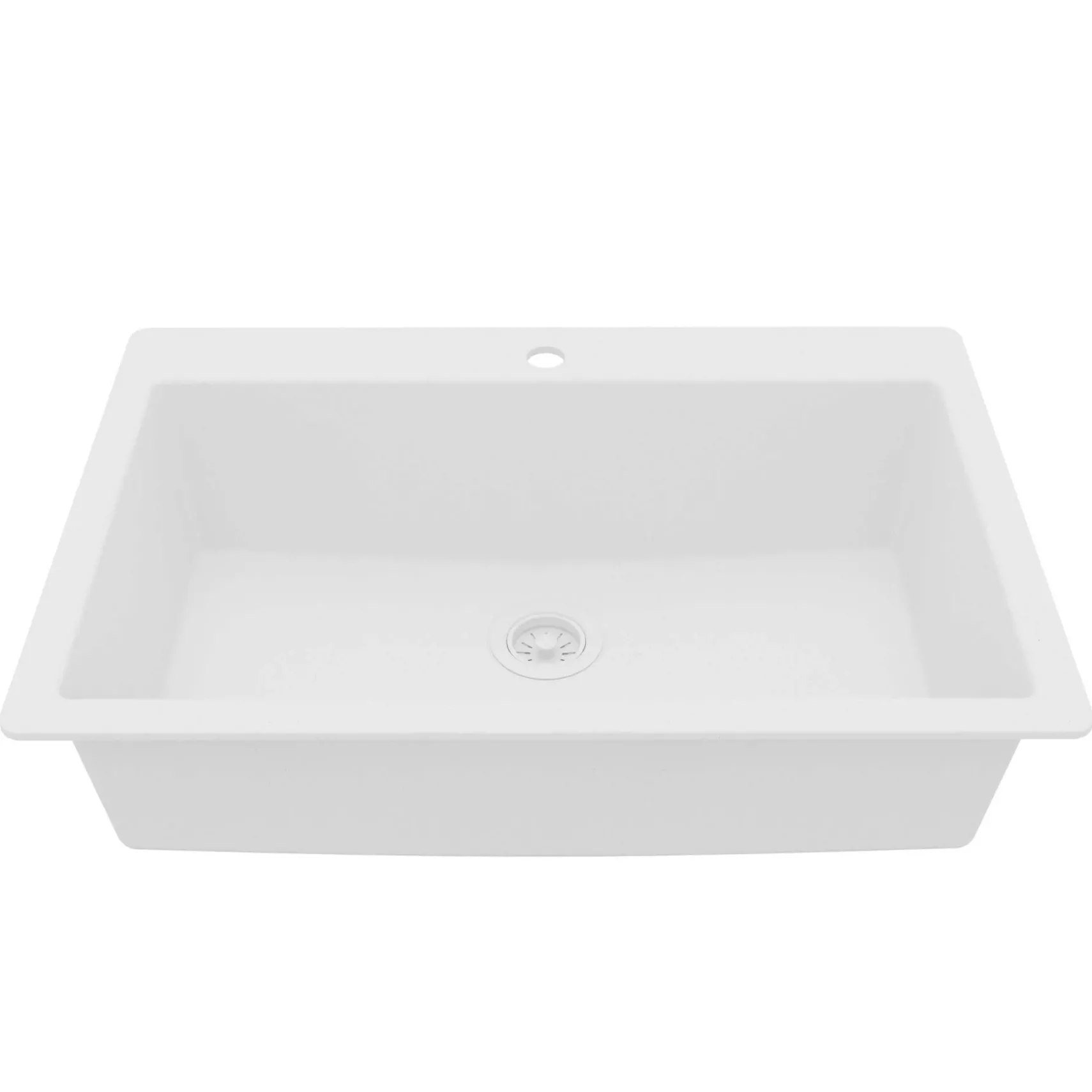 Karran 33" Drop In/Topmount Quartz Composite Kitchen Sink, White, QT-812-WH