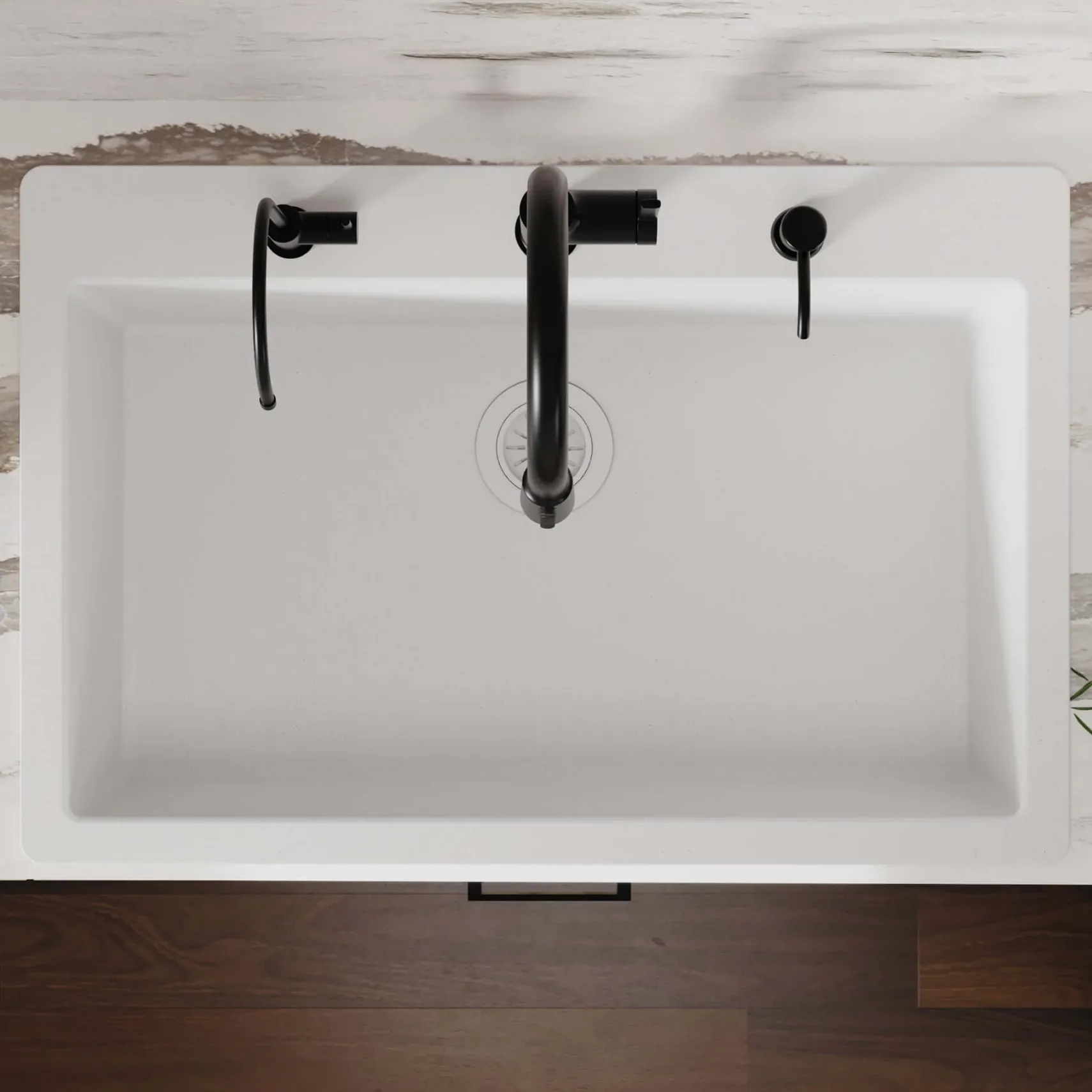Karran 33" Drop In/Topmount Quartz Composite Kitchen Sink, White, QT-812-WH