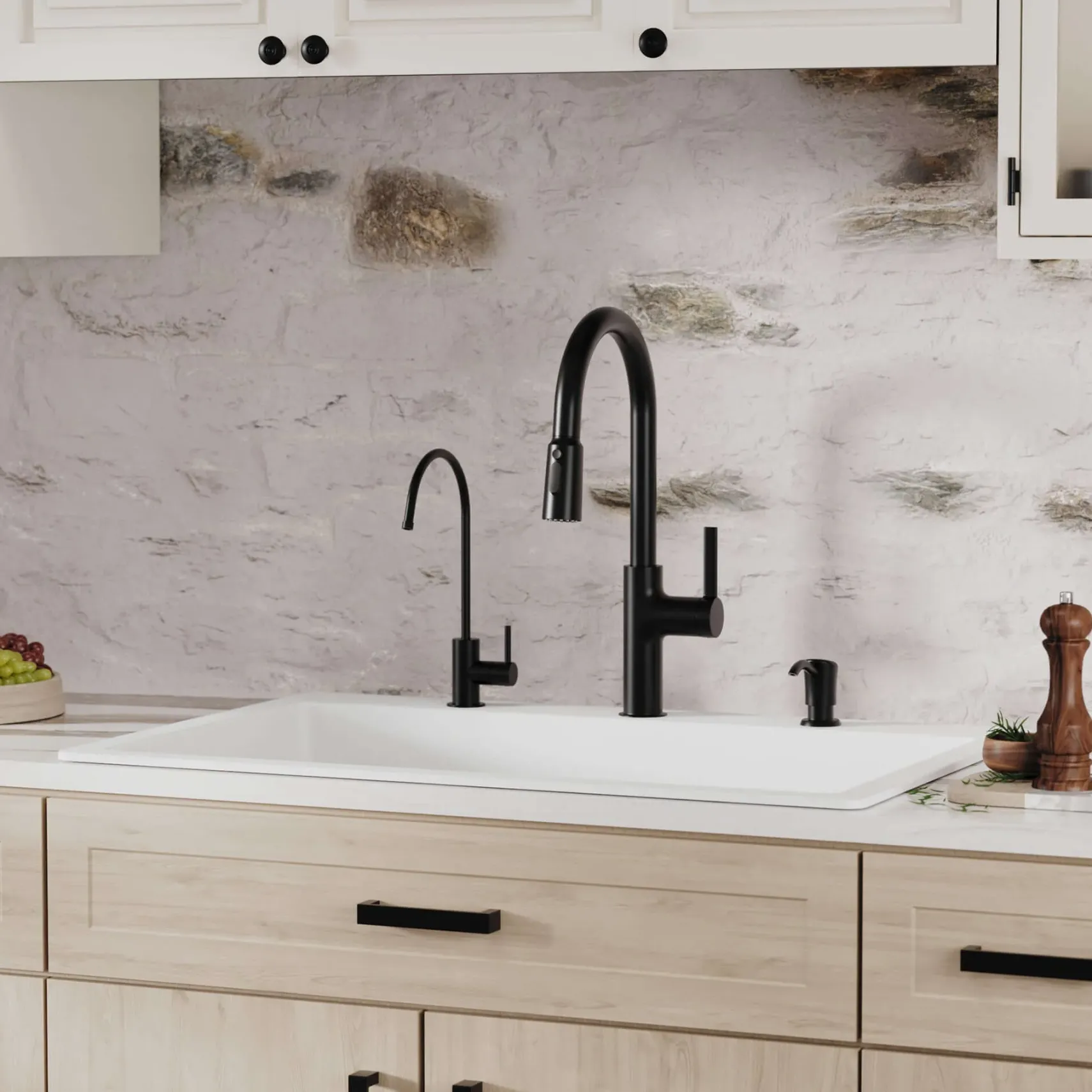 Karran 33" Drop In/Topmount Quartz Composite Kitchen Sink, White, QT-812-WH