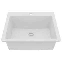 Karran 25" Drop In/Topmount Quartz Composite Kitchen Sink, White, QT-820-WH