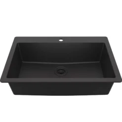 Karran 33" Drop In/Topmount Quartz Composite Kitchen Sink, Black, QT-812-BL