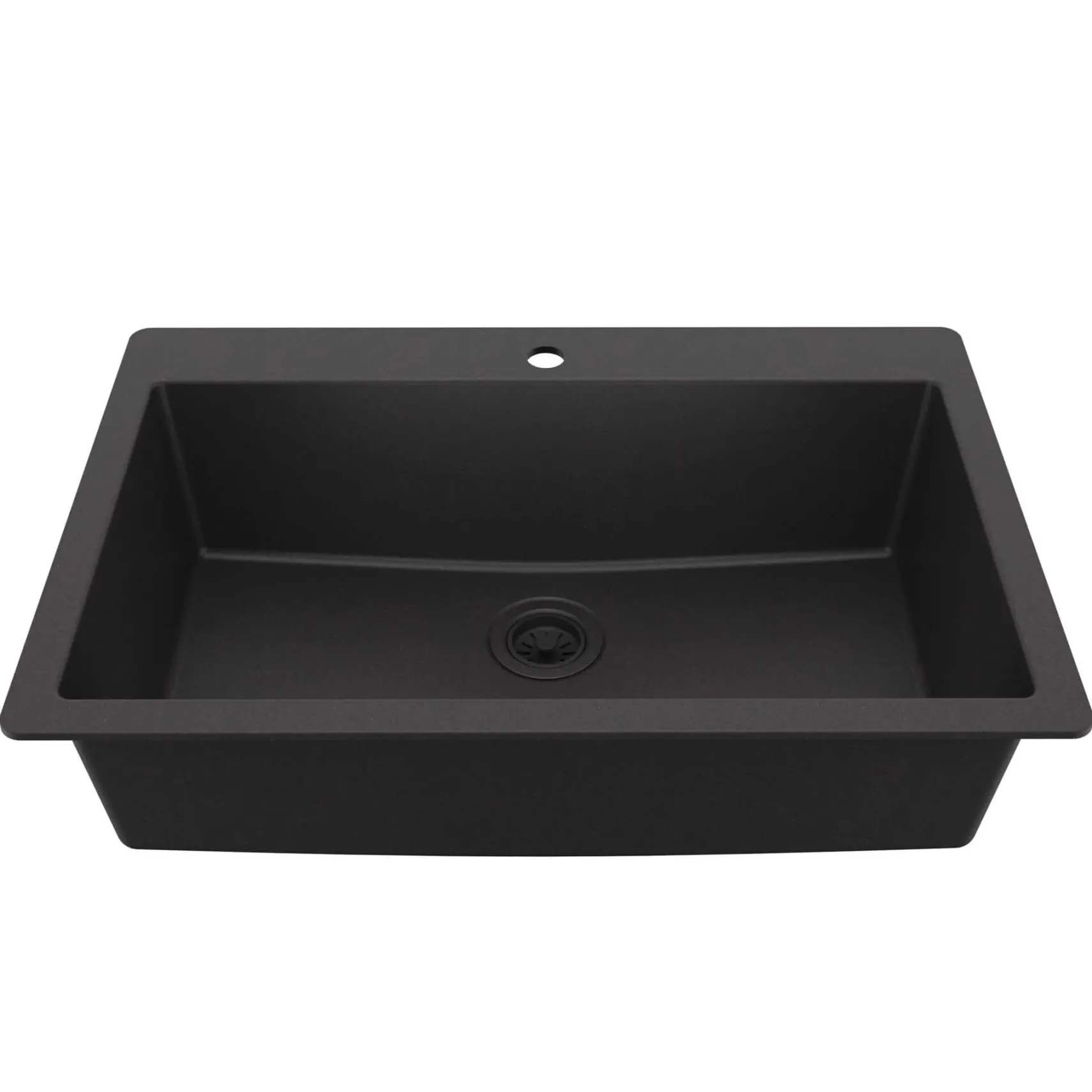 Karran 33" Drop In/Topmount Quartz Composite Kitchen Sink, Black, QT-812-BL