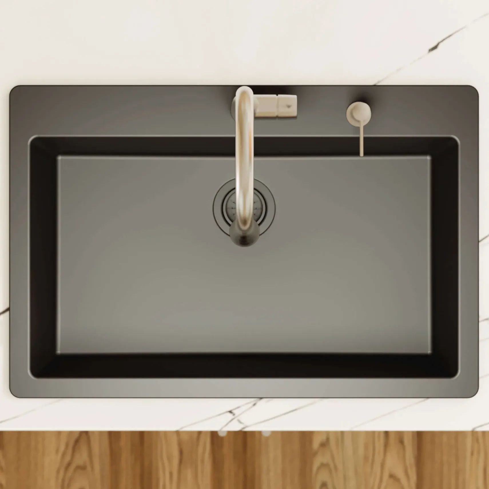 Karran 33" Drop In/Topmount Quartz Composite Kitchen Sink, Black, QT-812-BL