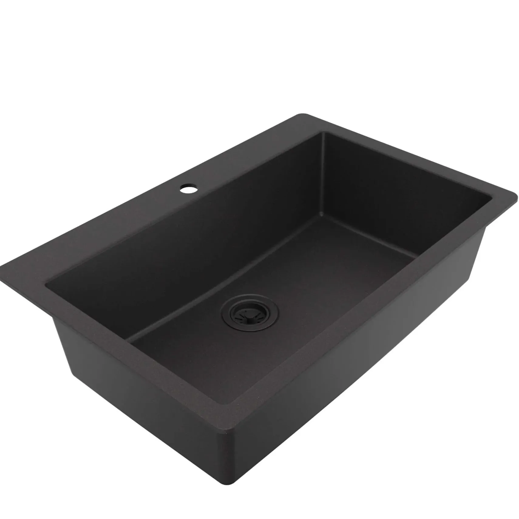 Karran 33" Drop In/Topmount Quartz Composite Kitchen Sink, Black, QT-812-BL