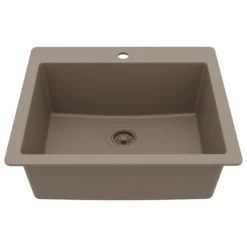 Karran 25" Drop In/Topmount Quartz Composite Kitchen Sink, Concrete, QT-820-CN