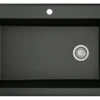 Karran 33" Drop In/Topmount Quartz Composite Kitchen Sink, Black, QT-670-BL