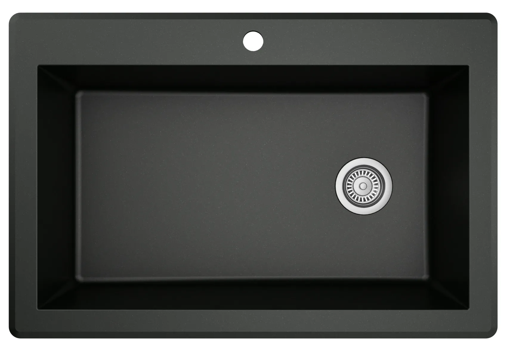 Karran 33" Drop In/Topmount Quartz Composite Kitchen Sink, Black, QT-670-BL