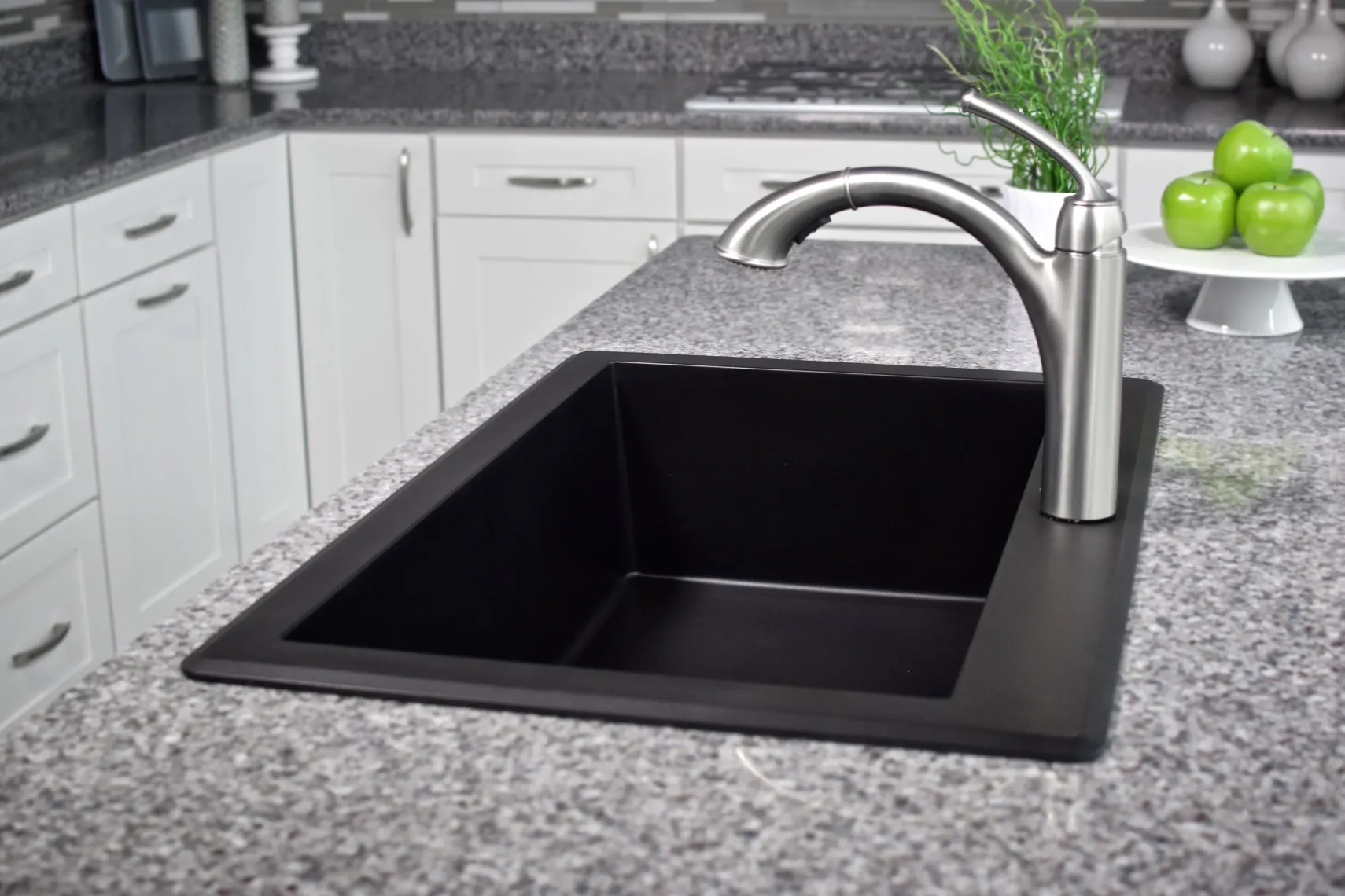 Karran 33" Drop In/Topmount Quartz Composite Kitchen Sink, Black, QT-670-BL