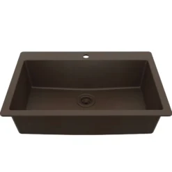 Karran 33" Drop In/Topmount Quartz Composite Kitchen Sink, Brown, QT-812-BR