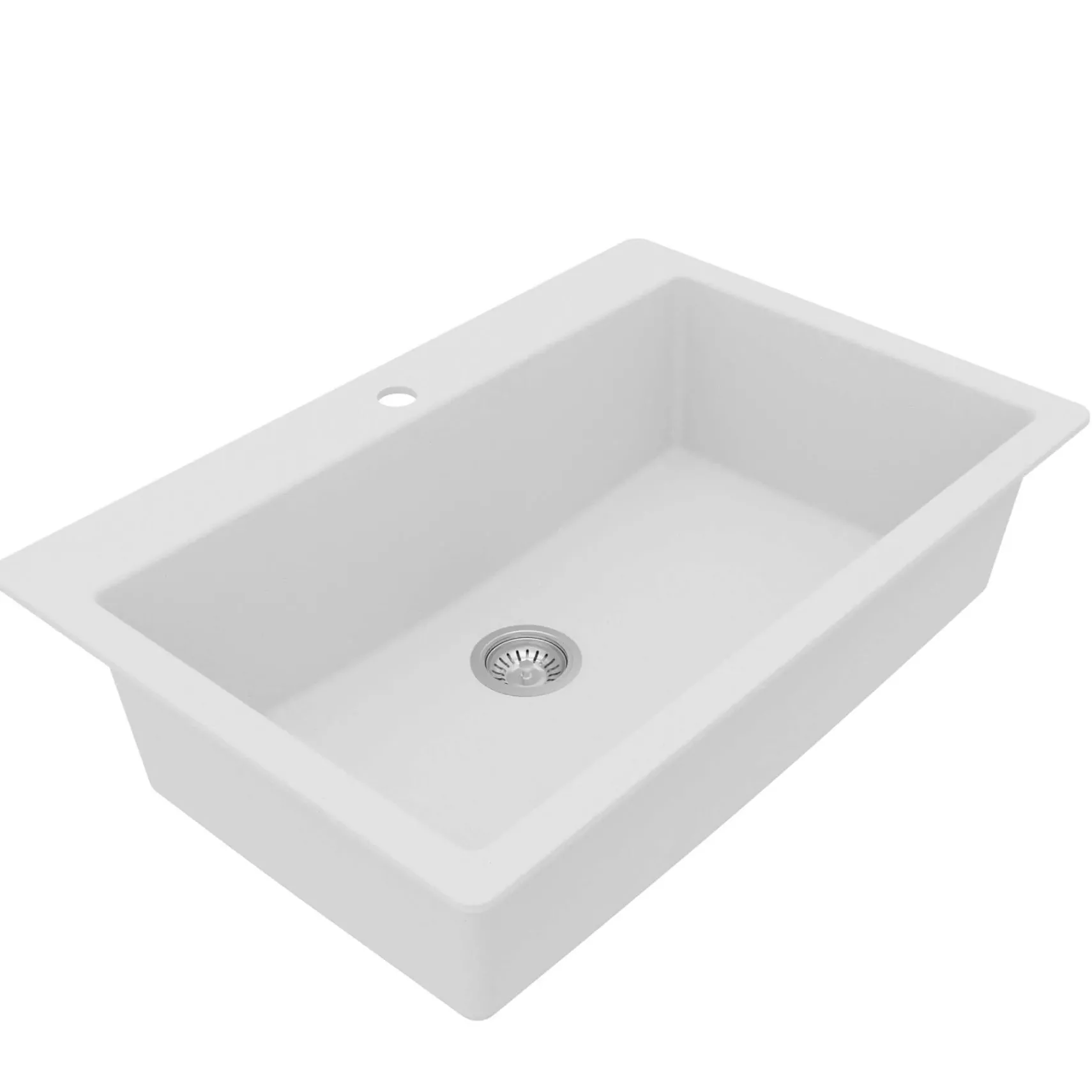 Karran 33" Drop In/Topmount Quartz Composite Kitchen Sink with Accessories, White, QT-812-WH-PK1