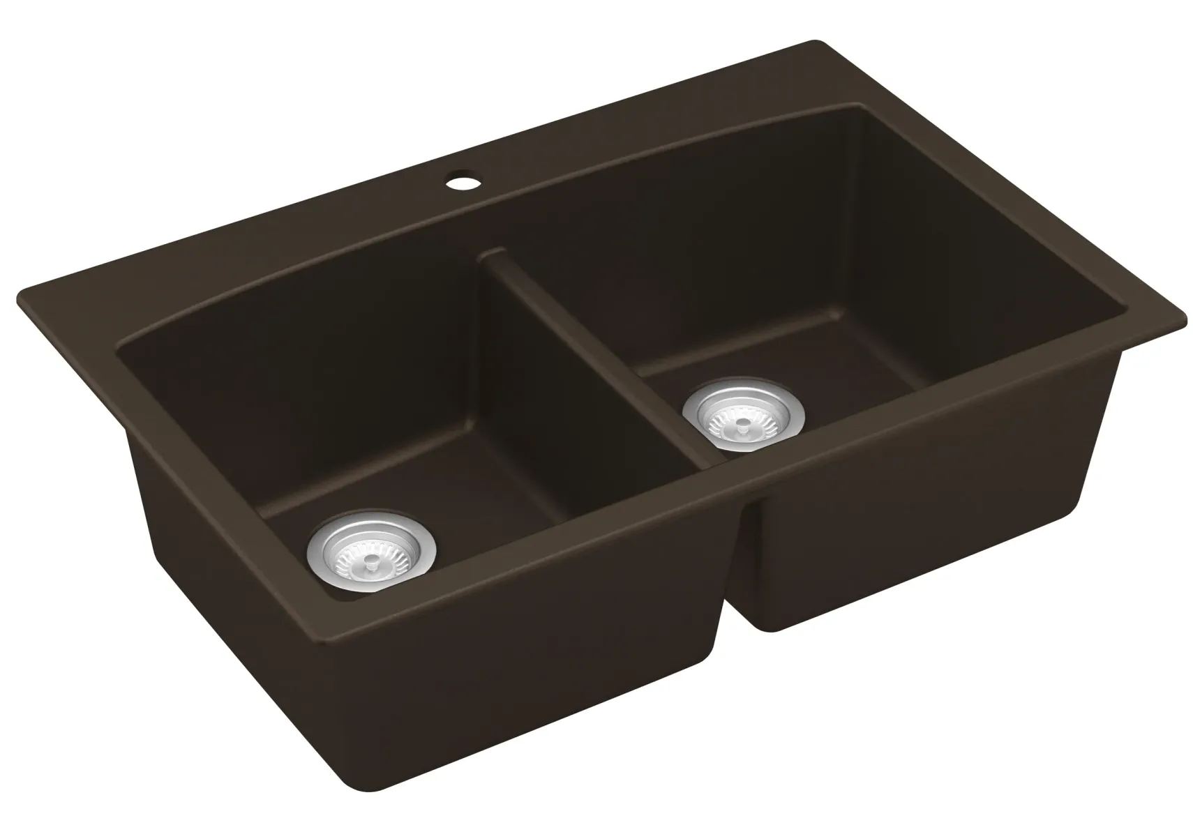 Karran 33" Drop In/Topmount Quartz Composite Kitchen Sink, 50/50 Double Bowl, Brown, QT-710-BR