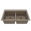 Karran 33" Drop In/Topmount Quartz Composite Kitchen Sink, 50/50 Double Bowl, Concrete, QT-810-CN