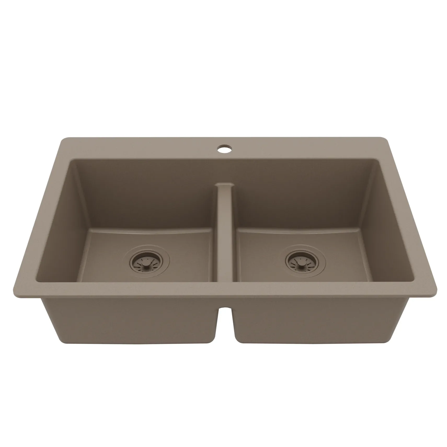 Karran 33" Drop In/Topmount Quartz Composite Kitchen Sink, 50/50 Double Bowl, Concrete, QT-810-CN