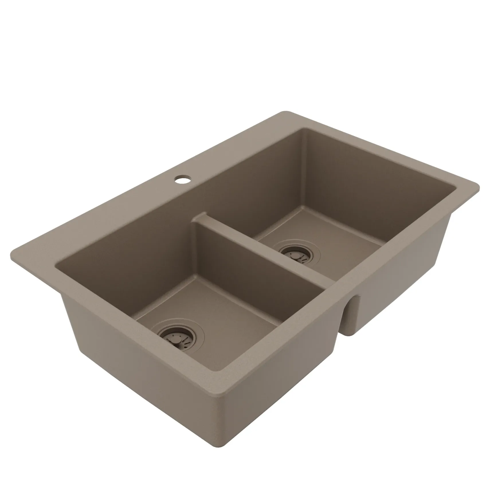 Karran 33" Drop In/Topmount Quartz Composite Kitchen Sink, 50/50 Double Bowl, Concrete, QT-810-CN