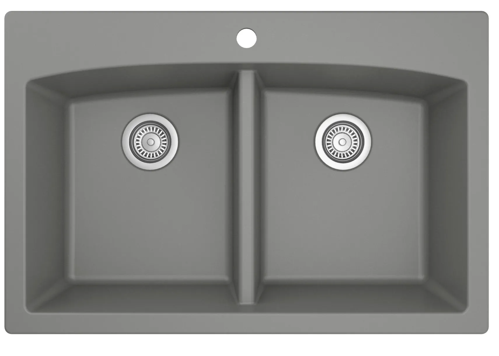 Karran 33" Drop In/Topmount Quartz Composite Kitchen Sink, 50/50 Double Bowl, Grey, QT-710-GR-PK1