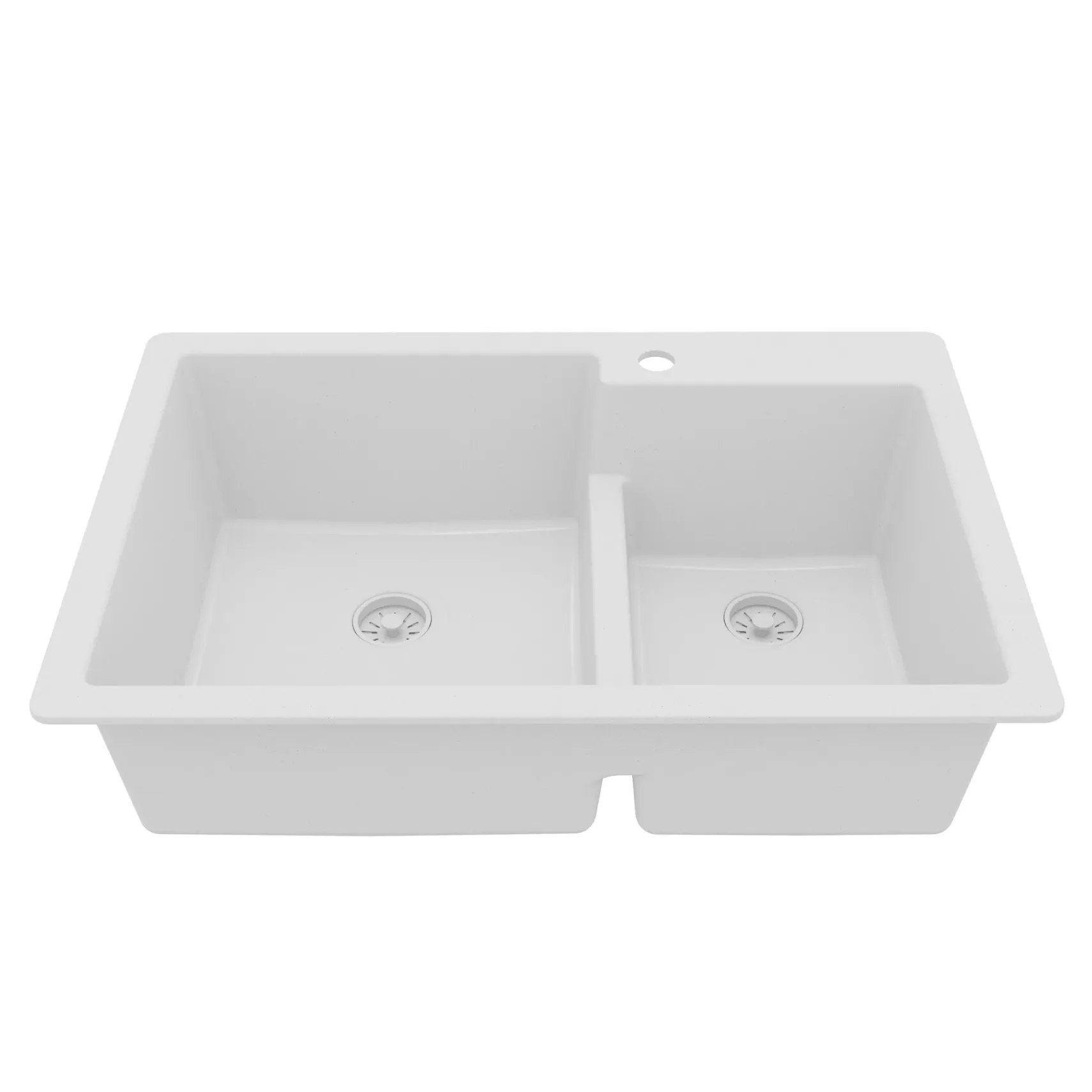 Karran 33" Drop In/Topmount Quartz Composite Kitchen Sink, 60/40 Double Bowl, White, QT-811-WH