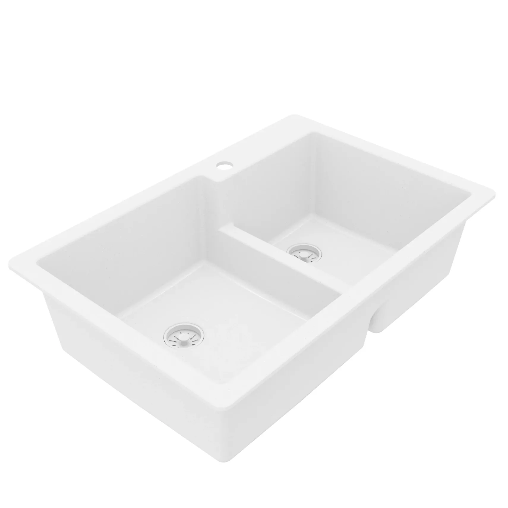 Karran 33" Drop In/Topmount Quartz Composite Kitchen Sink, 60/40 Double Bowl, White, QT-811-WH