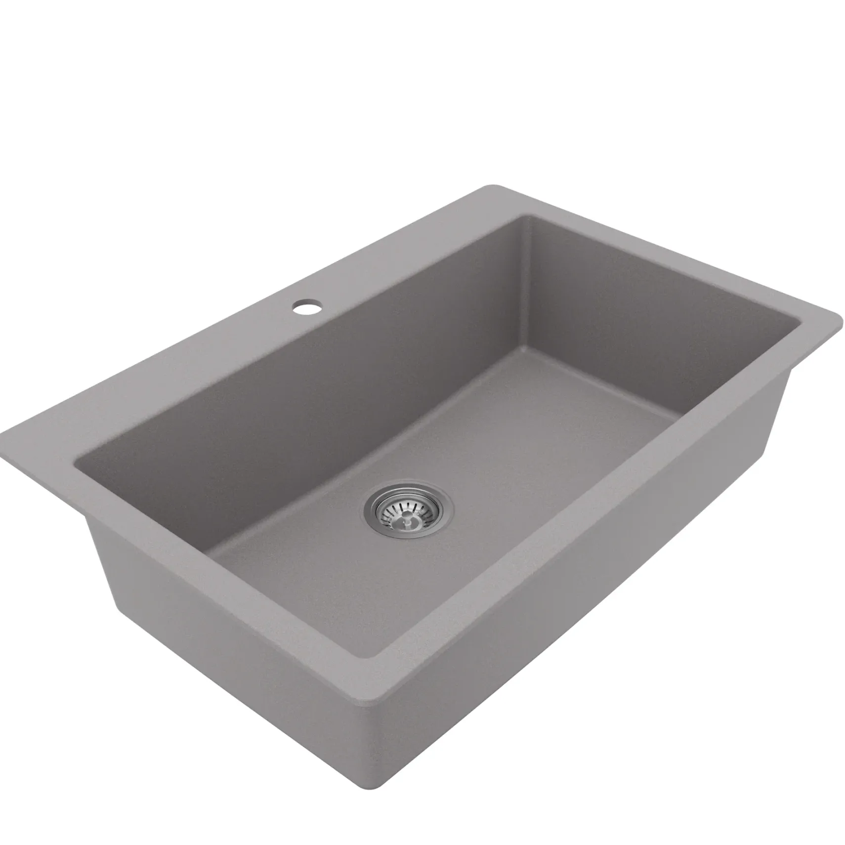 Karran 33" Drop In/Topmount Quartz Composite Kitchen Sink with Accessories, Grey, QT-812-GR-PK1