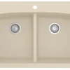 Karran 33" Drop In/Topmount Quartz Composite Kitchen Sink, 50/50 Double Bowl, Bisque, QT-710-BI