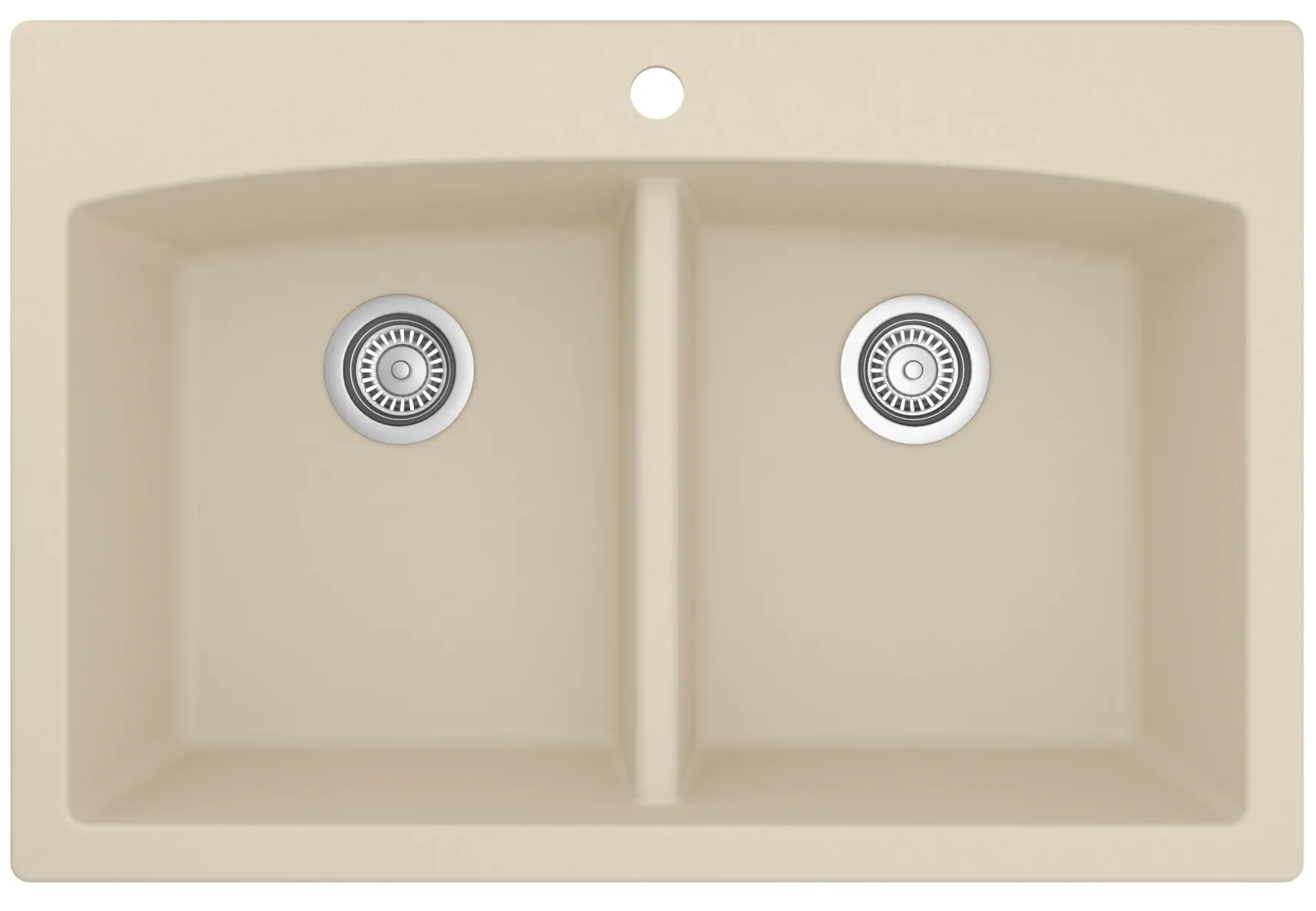 Karran 33" Drop In/Topmount Quartz Composite Kitchen Sink, 50/50 Double Bowl, Bisque, QT-710-BI