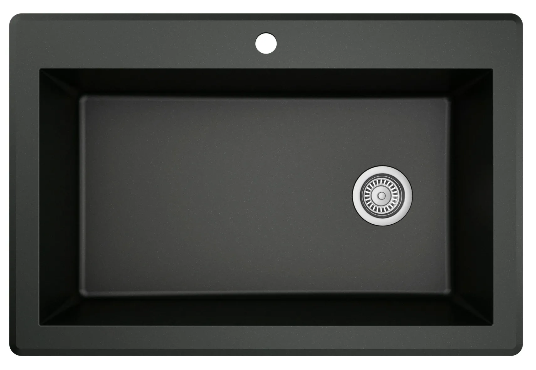 Karran 33" Drop In/Topmount Quartz Composite Kitchen Sink, Black, QT-670-BL-PK1