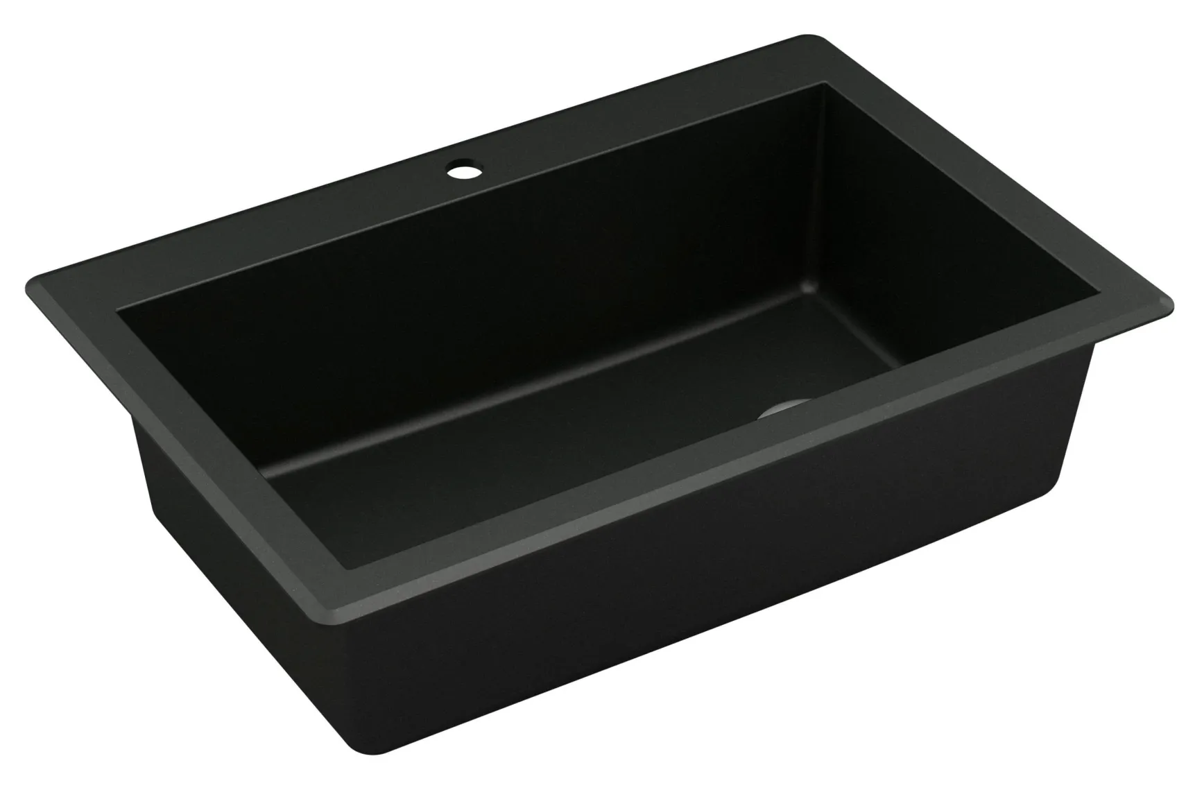 Karran 33" Drop In/Topmount Quartz Composite Kitchen Sink, Black, QT-670-BL-PK1