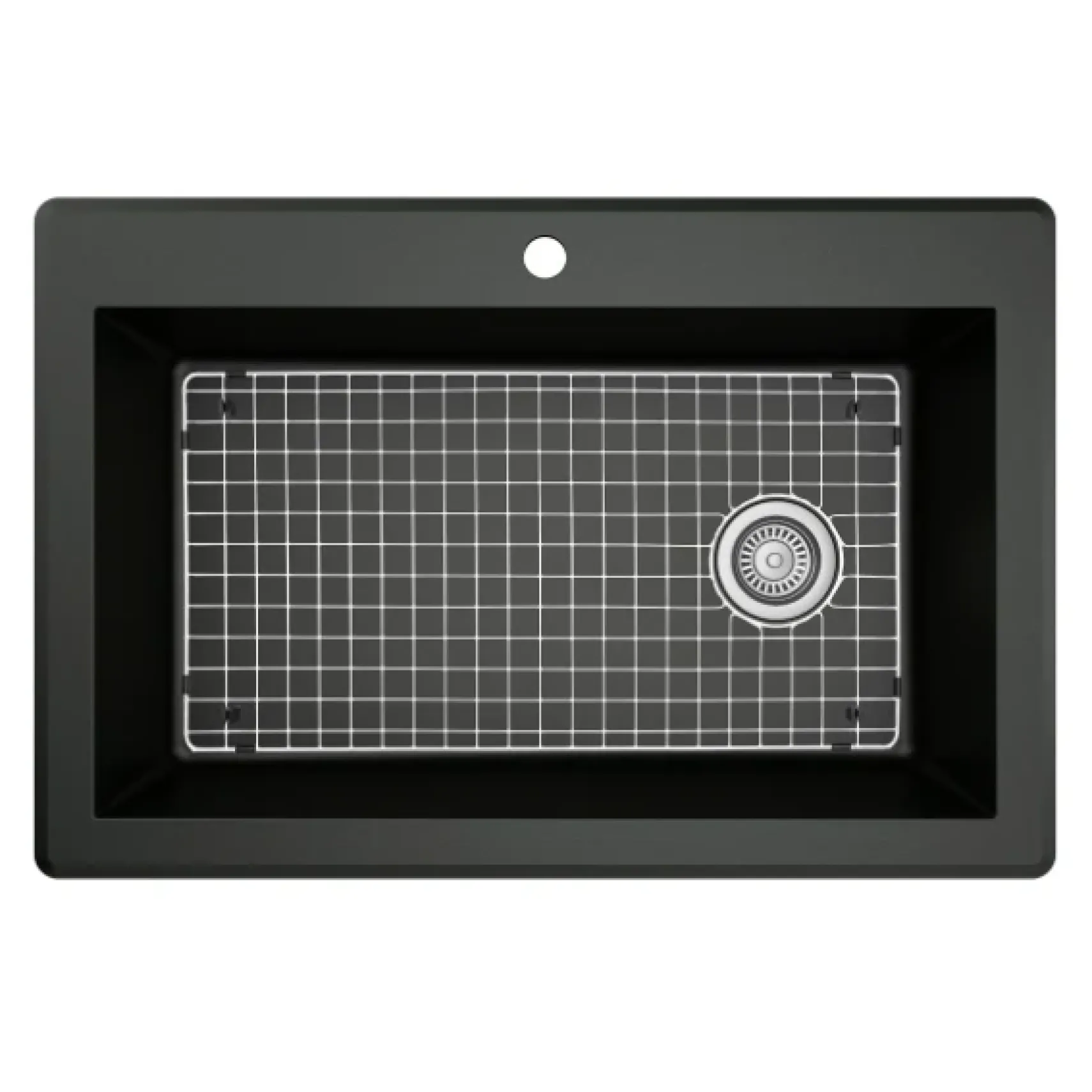 Karran 33" Drop In/Topmount Quartz Composite Kitchen Sink, Black, QT-670-BL-PK1