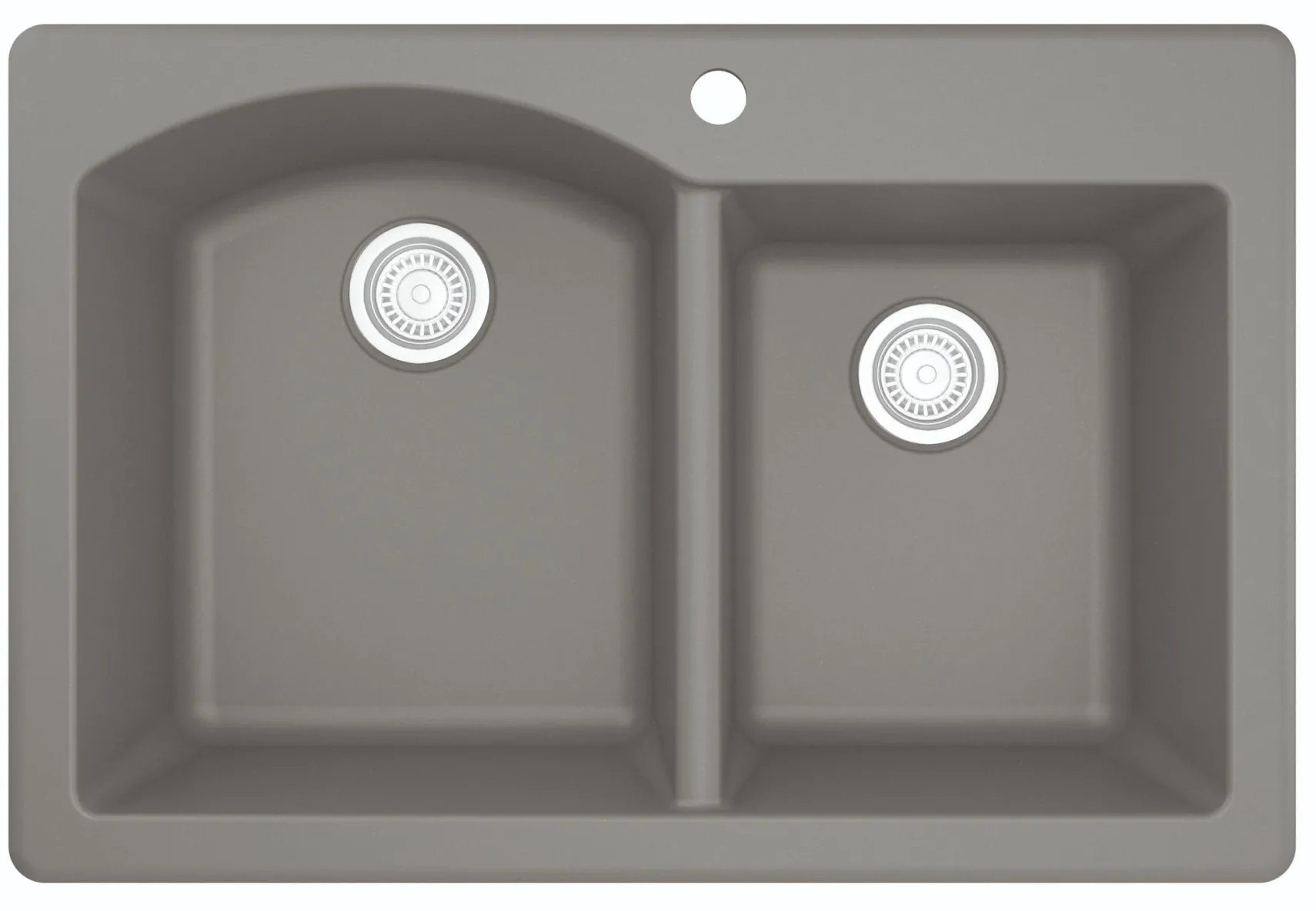 Karran 33" Drop In/Topmount Quartz Composite Kitchen Sink, 60/40 Double Bowl, Grey, QT-610-GR-PK1
