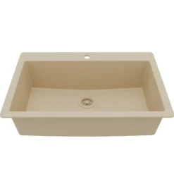 Karran 33" Drop In/Topmount Quartz Composite Kitchen Sink, Bisque, QT-812-BI