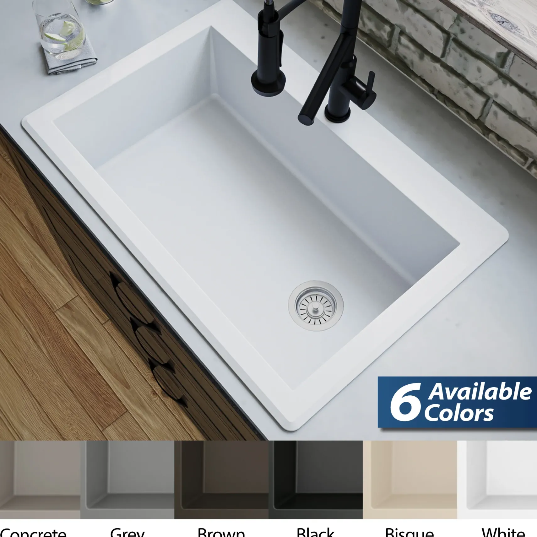 Karran 33" Drop In/Topmount Quartz Composite Kitchen Sink, White, QT-670-WH