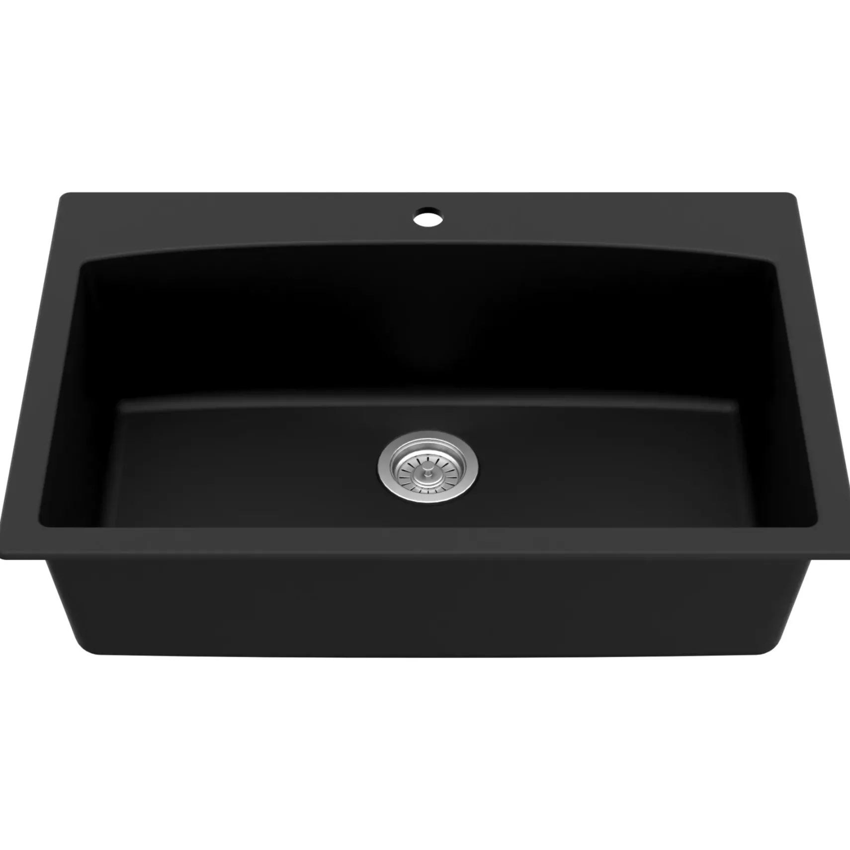 Karran 33" Drop In/Topmount Quartz Composite Kitchen Sink, Black, QT-712-BL