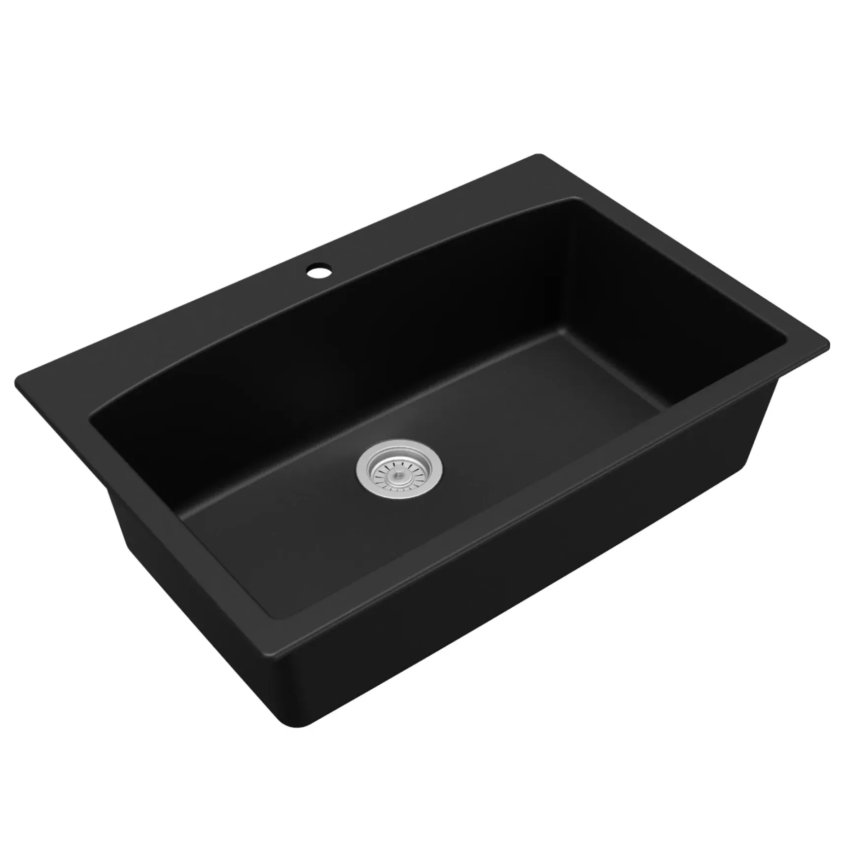 Karran 33" Drop In/Topmount Quartz Composite Kitchen Sink, Black, QT-712-BL