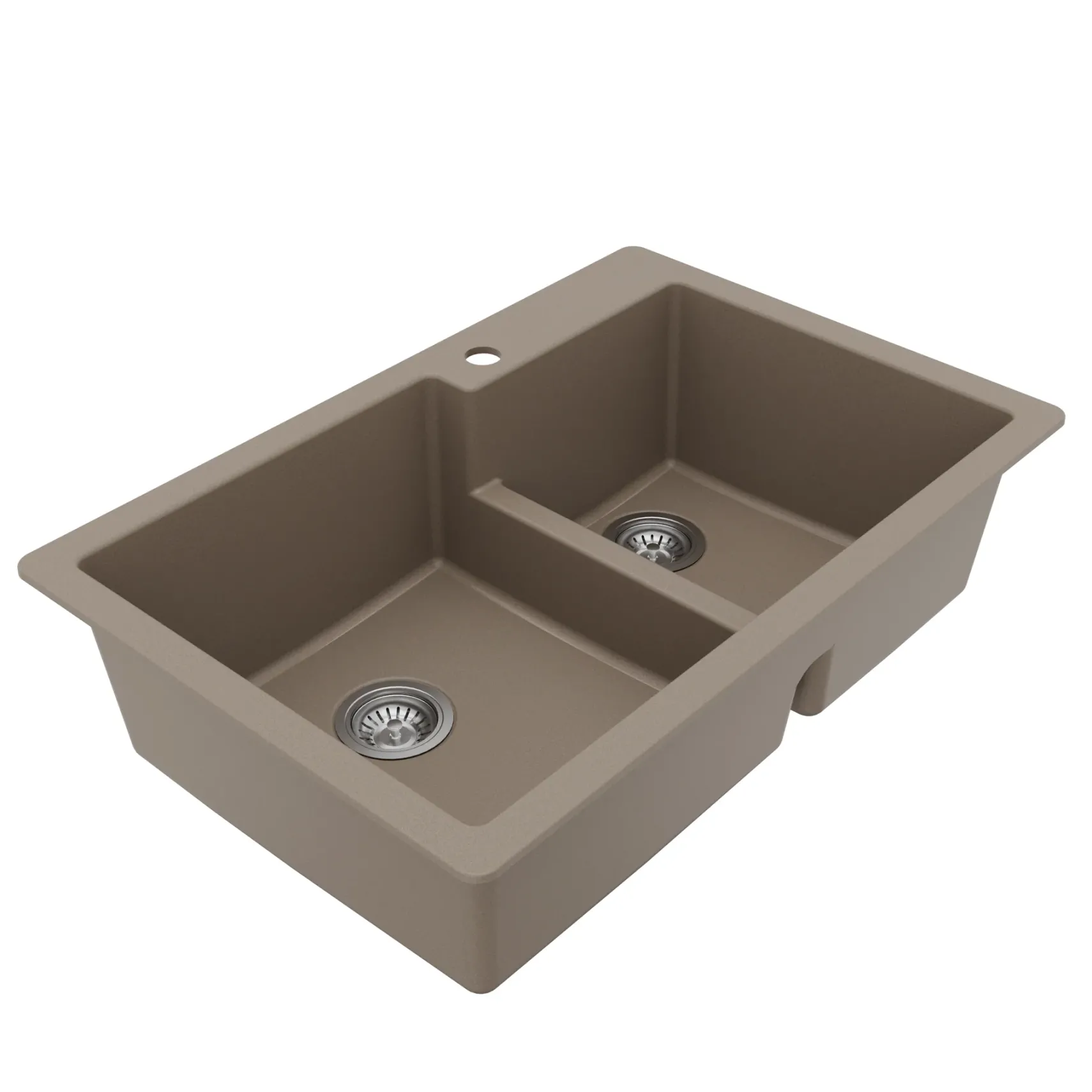 Karran 33" Drop In/Topmount Quartz Composite Kitchen Sink with Accessories, 60/40 Double Bowl, Concrete, QT-811-CN-PK1