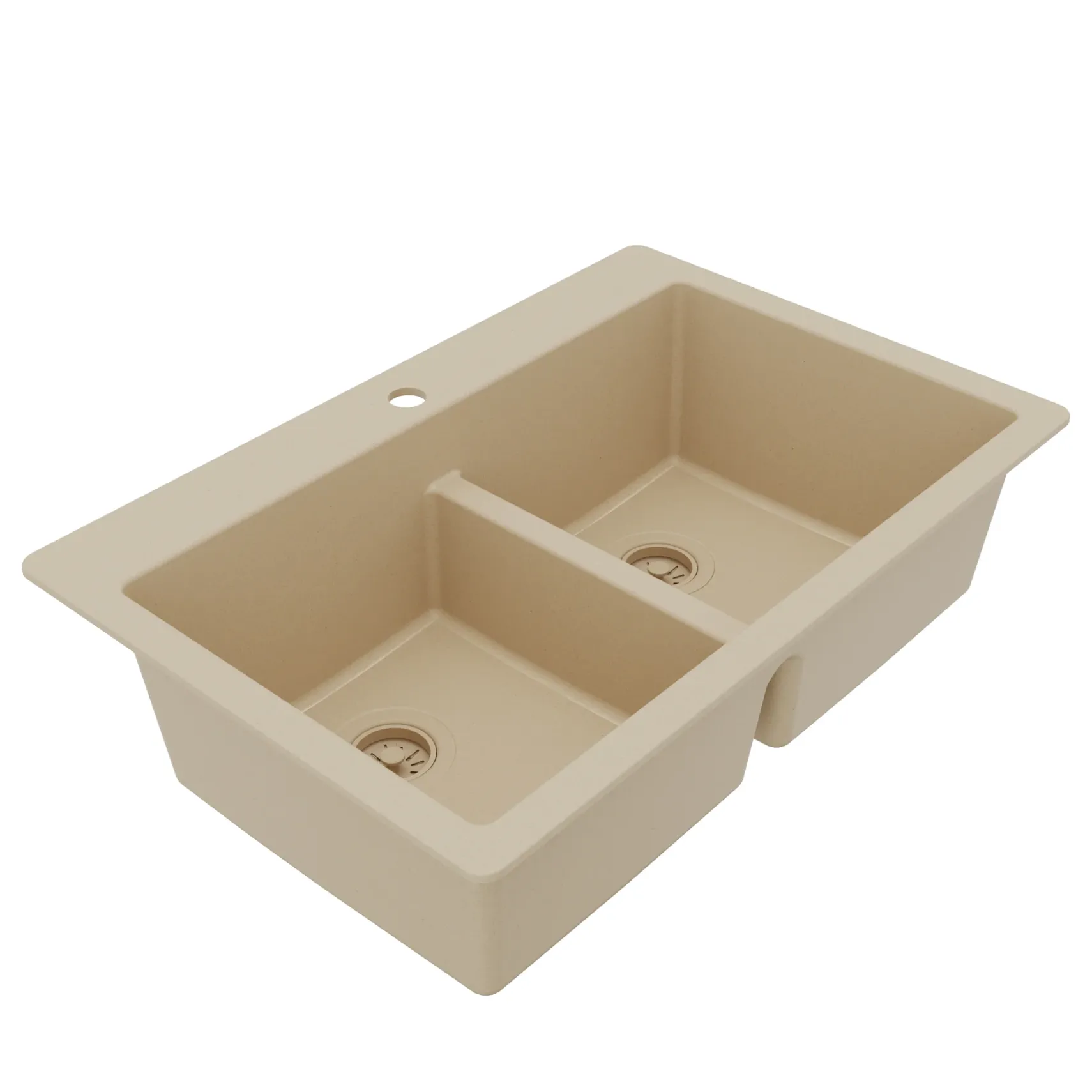 Karran 33" Drop In/Topmount Quartz Composite Kitchen Sink, 50/50 Double Bowl, Bisque, QT-810-BI
