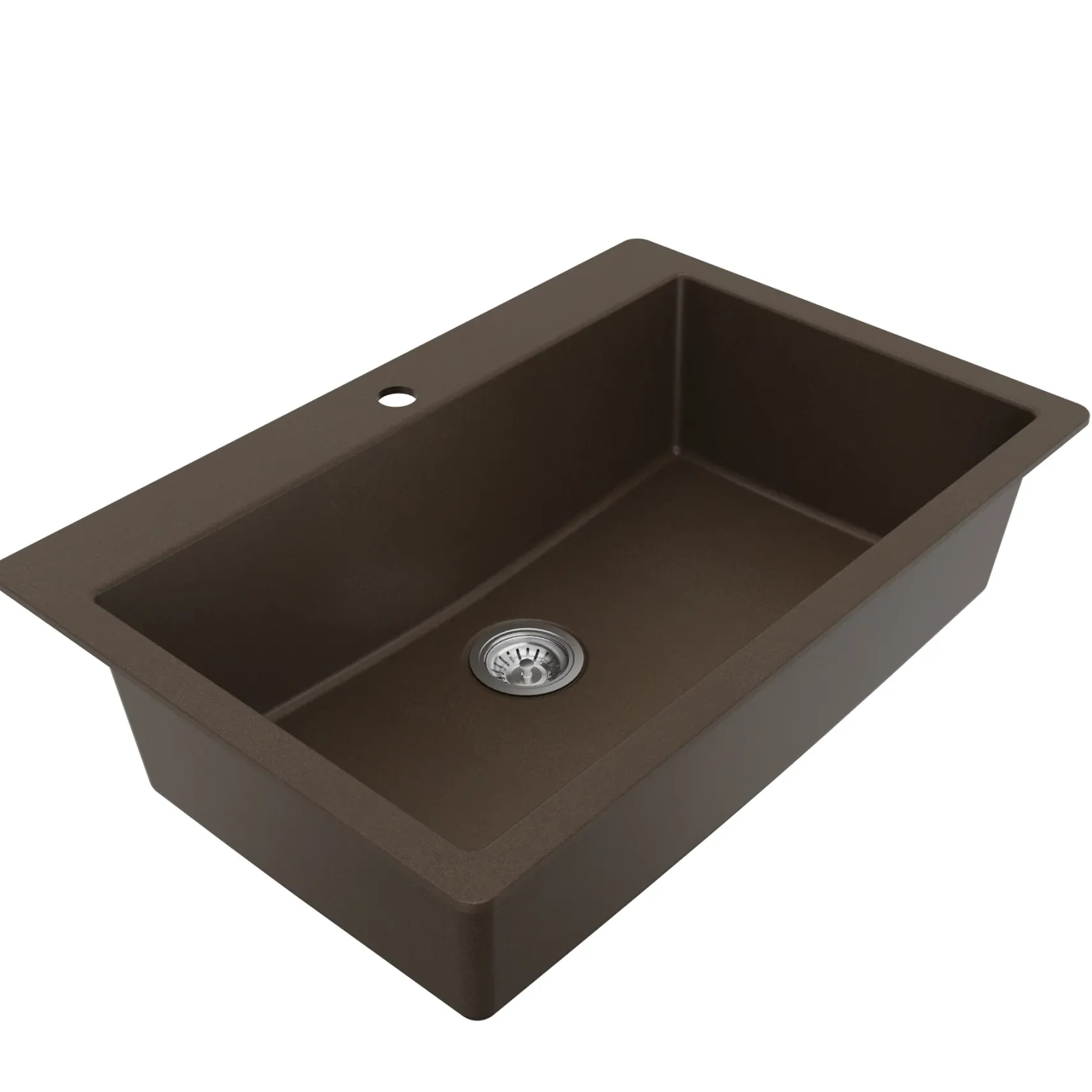 Karran 33" Drop In/Topmount Quartz Composite Kitchen Sink with Accessories, Brown, QT-812-BR-PK1