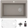 Karran 33" Drop In/Topmount Quartz Composite Kitchen Sink, Concrete, QT-670-CN-PK1