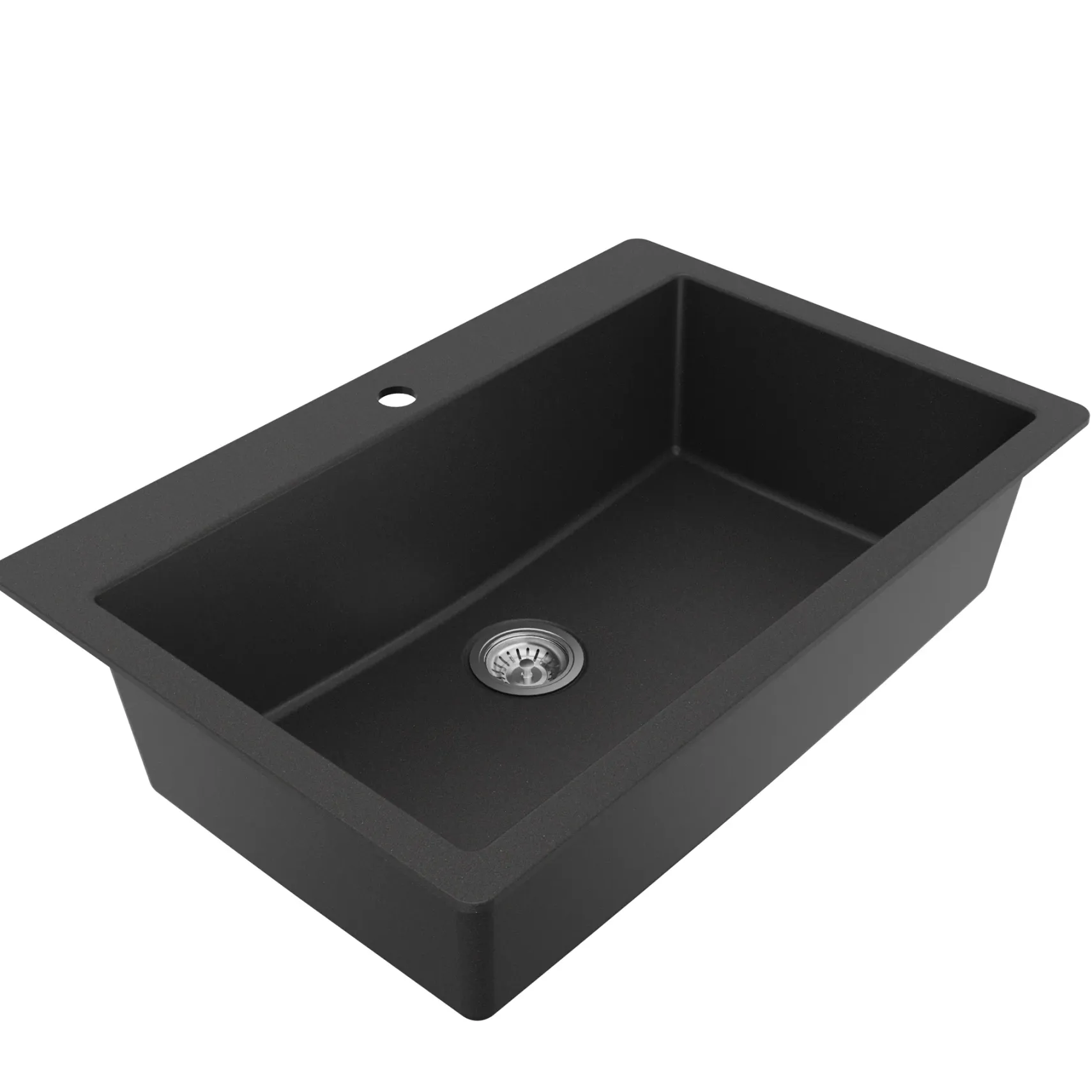 Karran 33" Drop In/Topmount Quartz Composite Kitchen Sink with Accessories, Black, QT-812-BL-PK1