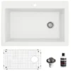 Karran 33" Drop In/Topmount Quartz Composite Kitchen Sink, White, QT-670-WH-PK1