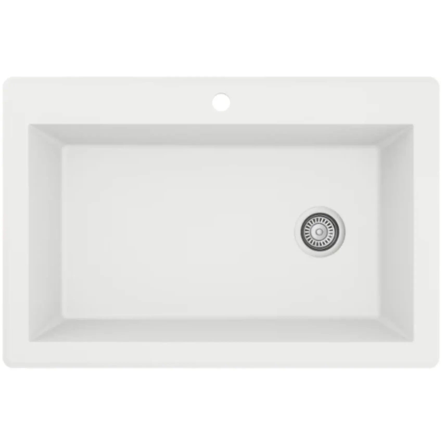 Karran 33" Drop In/Topmount Quartz Composite Kitchen Sink, White, QT-670-WH-PK1