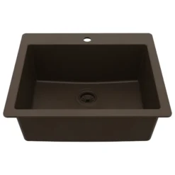 Karran 25" Drop In/Topmount Quartz Composite Kitchen Sink, Brown, QT-820-BR