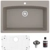 Karran 33" Drop In/Topmount Quartz Composite Kitchen Sink, Concrete, QT-712-CN-PK1