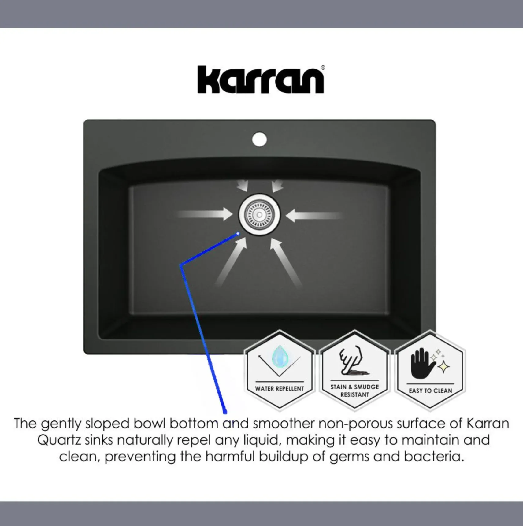 Karran 33" Drop In/Topmount Quartz Composite Kitchen Sink, Concrete, QT-712-CN-PK1