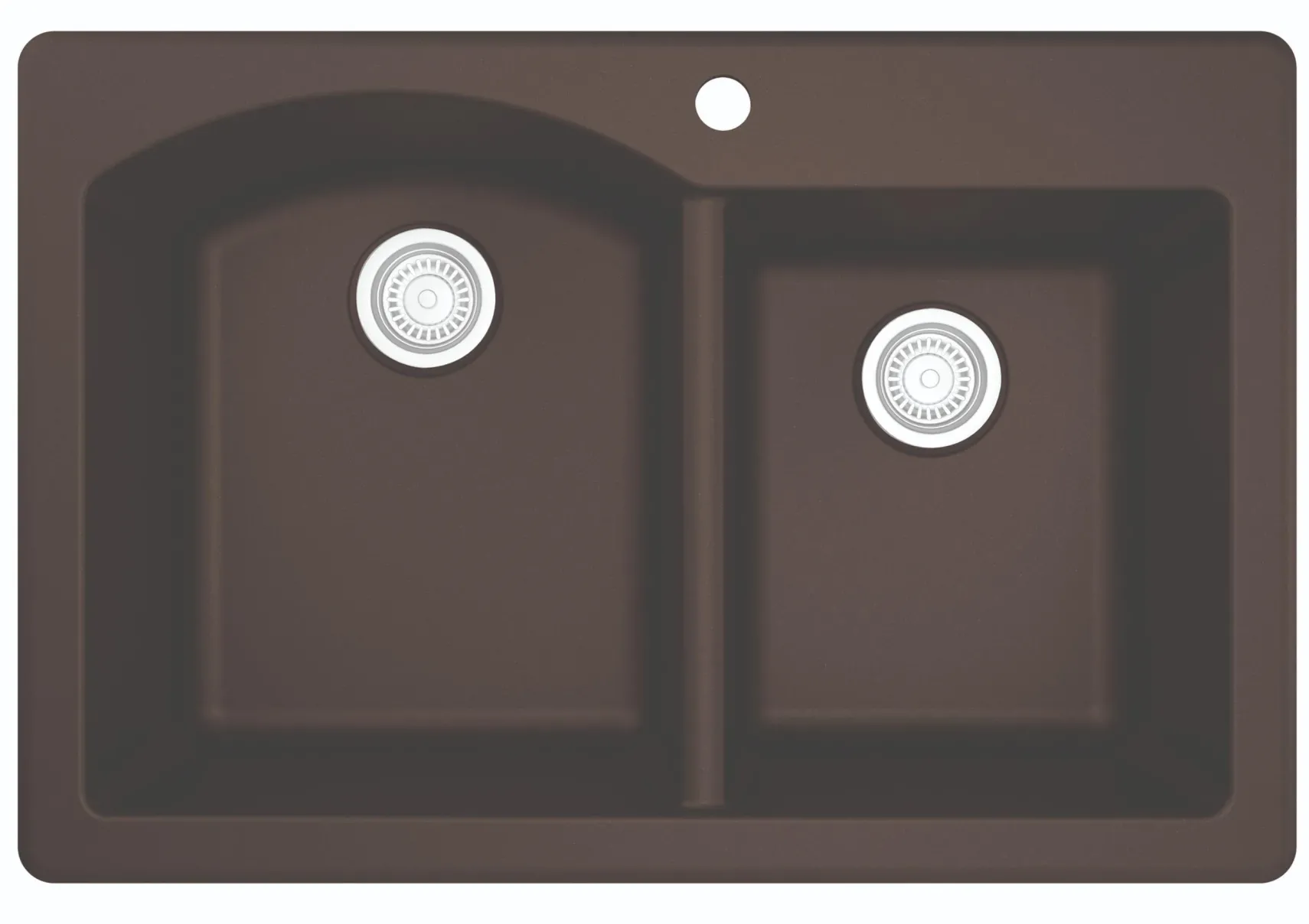 Karran 33" Drop In/Topmount Quartz Composite Kitchen Sink, 60/40 Double Bowl, Brown, QT-610-BR-PK1