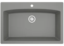 Karran 33" Drop In/Topmount Quartz Composite Kitchen Sink, Grey, QT-712-GR-PK1